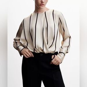 MANGO Women's Striped Satin Blouse